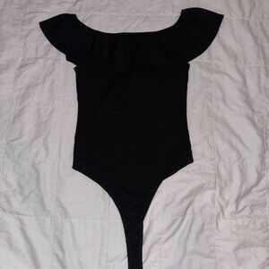 Black off the shoulder body suit